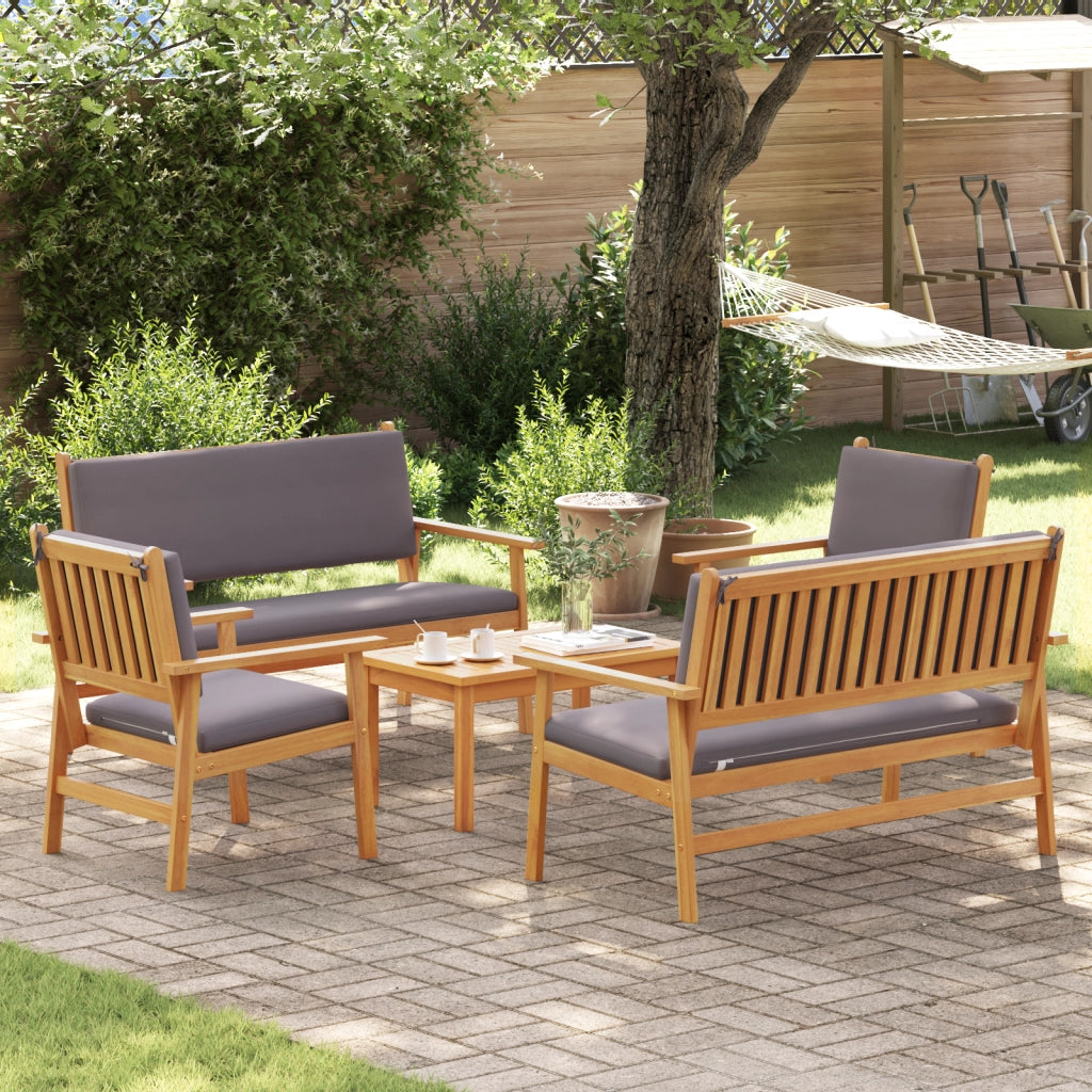 Set da giardino con divano a 5 pezzi e cuscini in legno massello di acacia