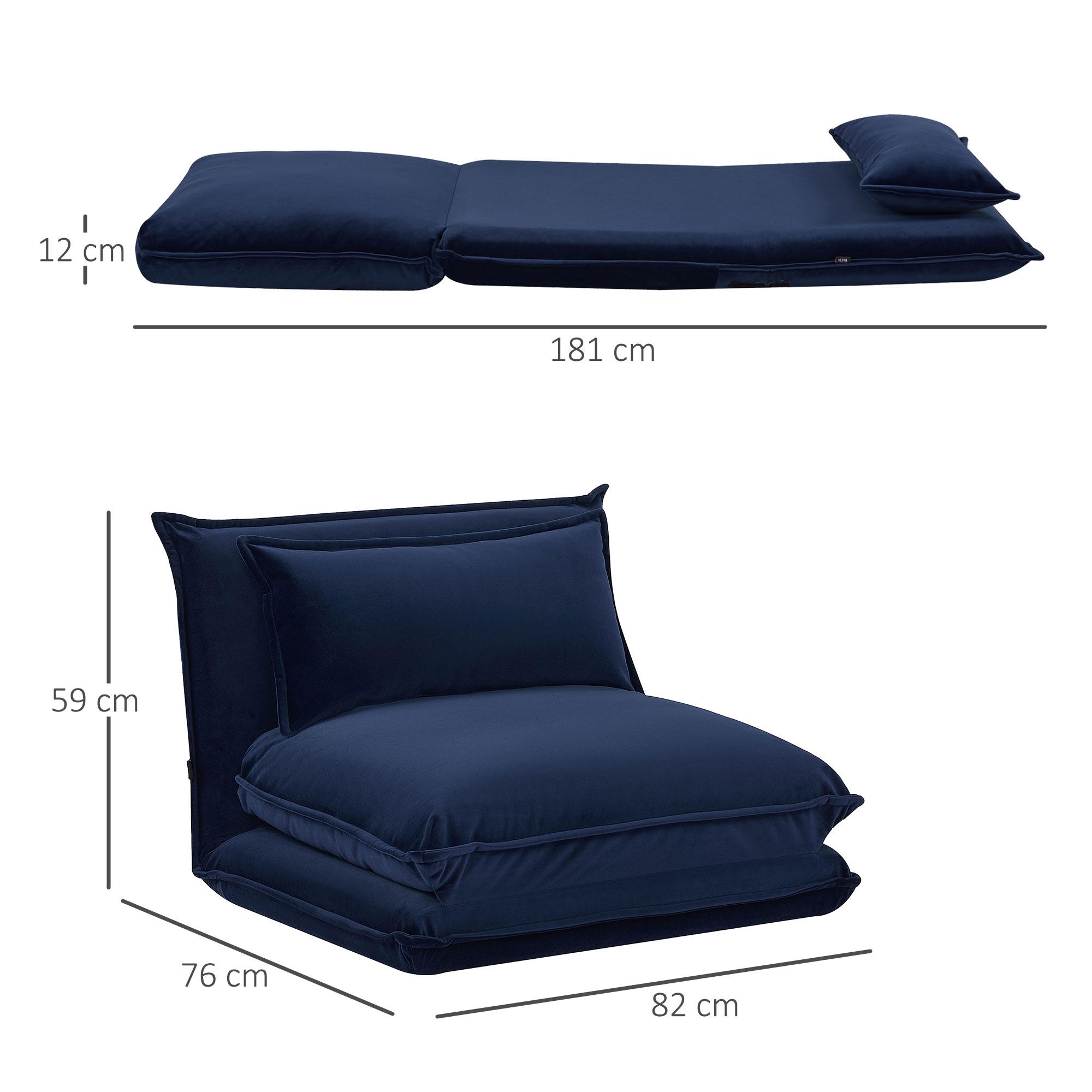 Poltrona da Pavimento 82x76x59 cm in Tessuto Effetto Velluto Blu Scuro