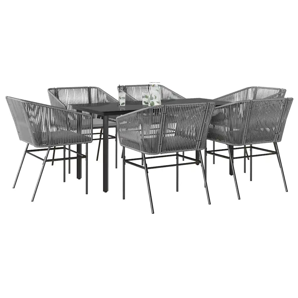 Set da Pranzo da Giardino 7 pz con Cuscini Polyrattan Vetro 3334629
