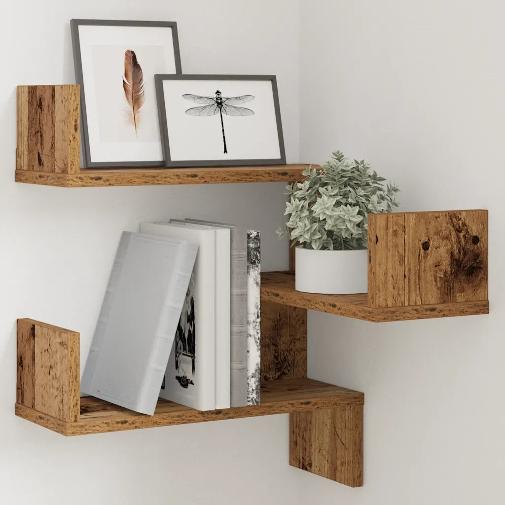 Scaffale Angolare Muro Legno Antico 40x40x49,5 cm Truciolato 856606