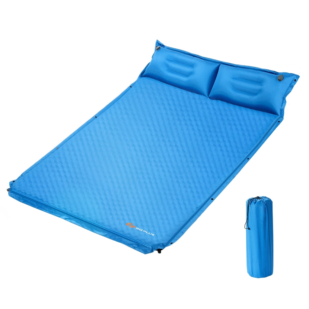 Materasso da campeggio auto gonfiante, Materasso comodo per dormire con cuscini Blu