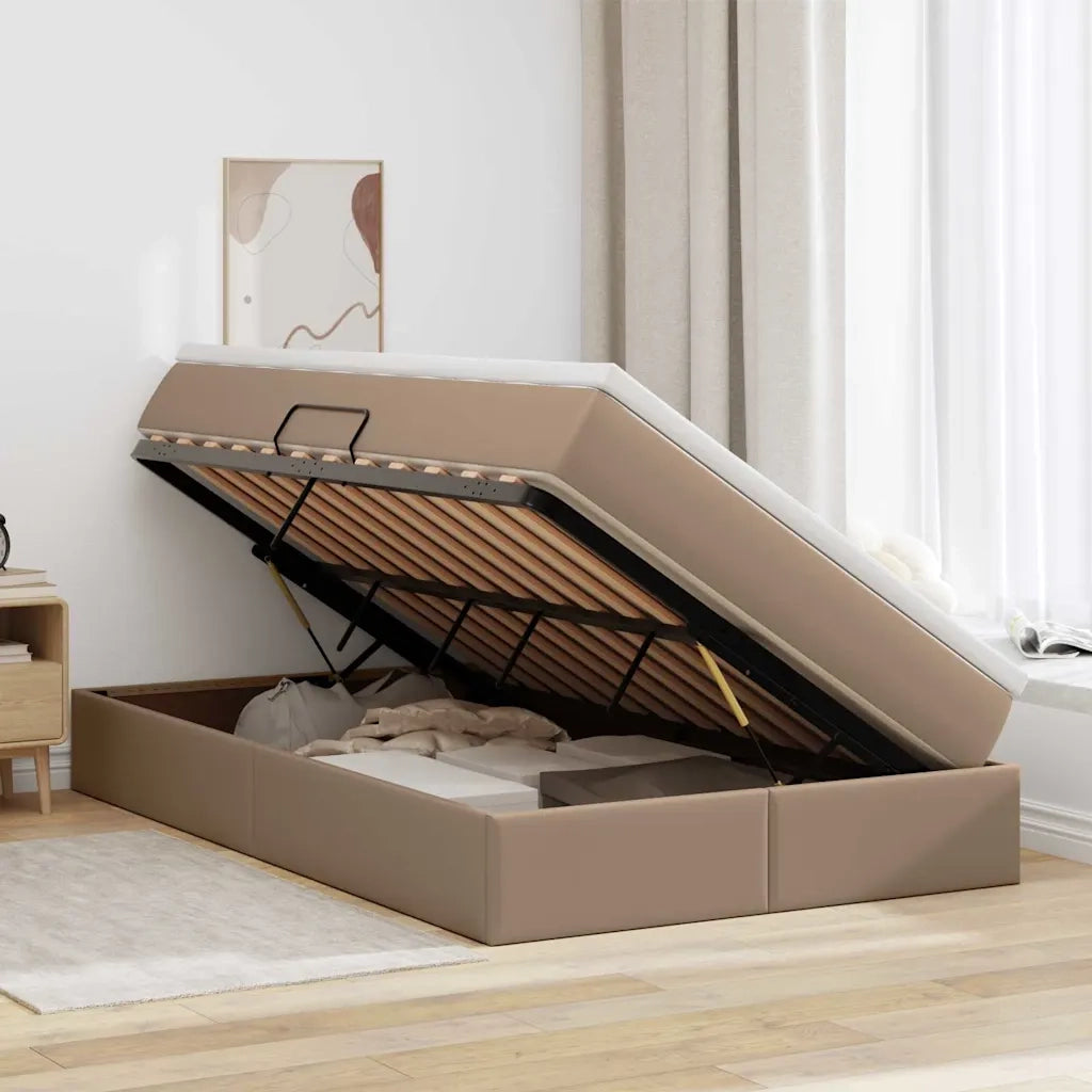 Letto con contenitore e materasso Cappuccino 120 x 200 cm