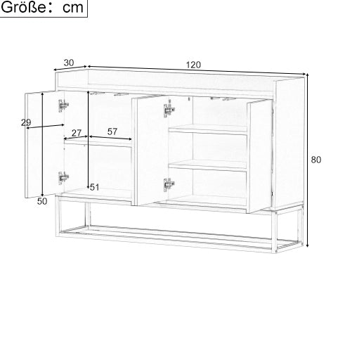 Credenza 120x30x80 cm con 4 ante e ripiani regolabili; MDF e pannello truciolare blu navy