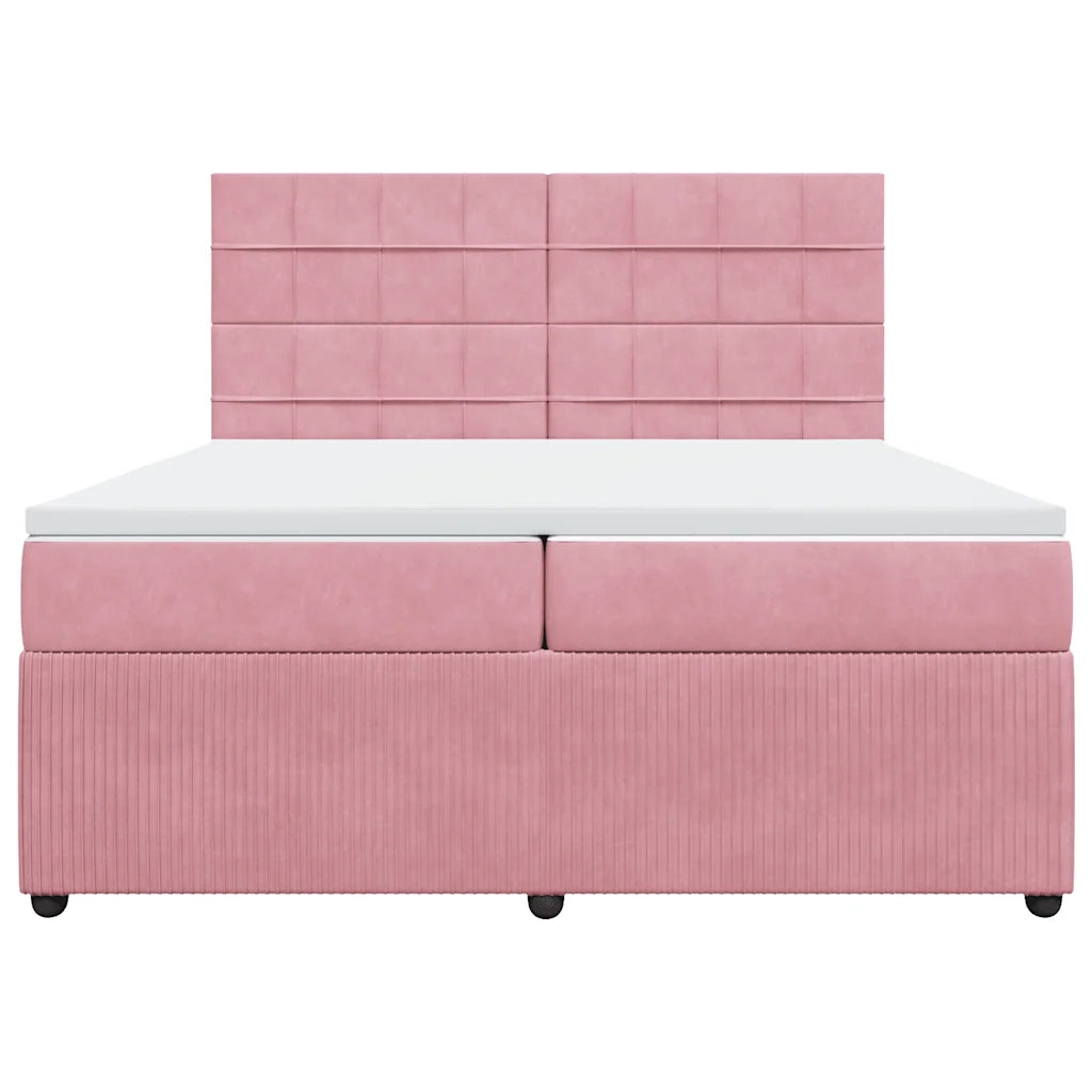 Giroletto a Molle con Materasso Rosa 200x200 cm in Velluto 3294735