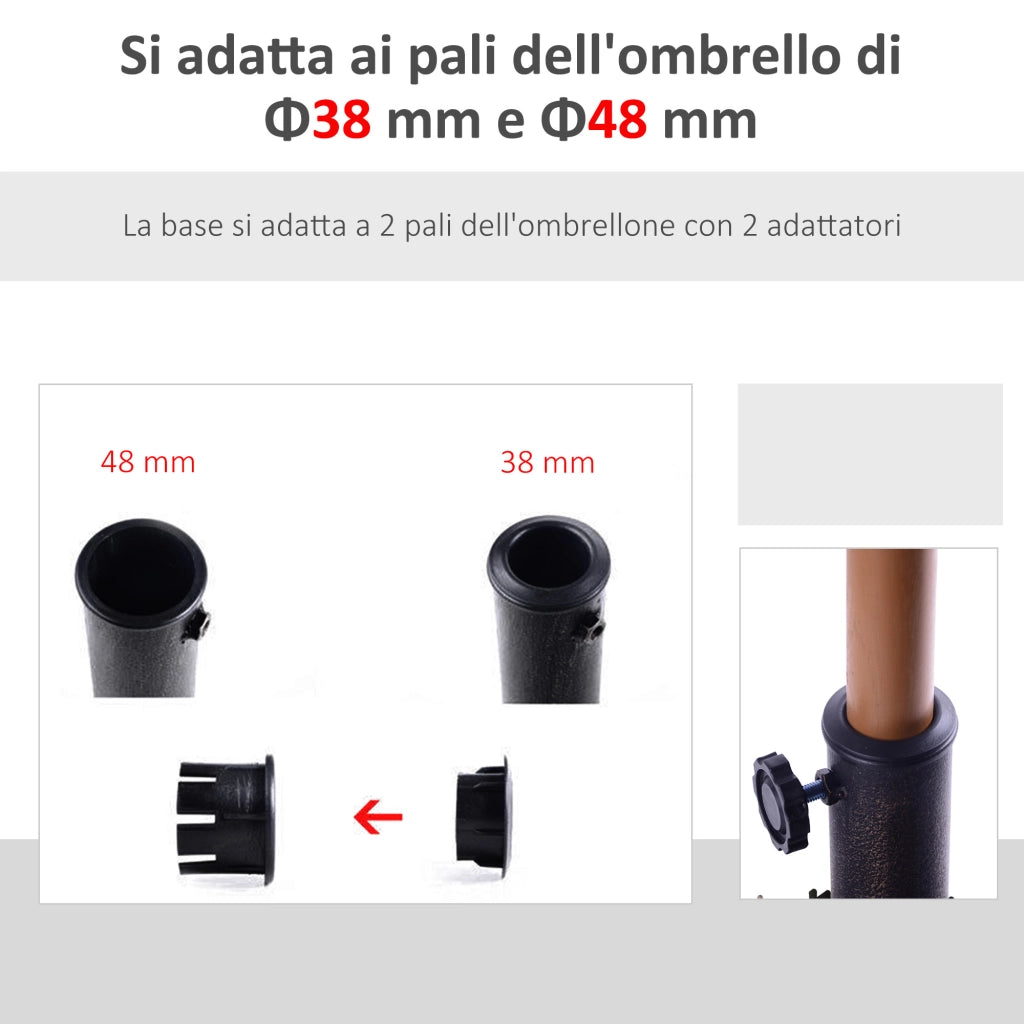 Base per Ombrellone Quadrata in Resina per Pali da ?3.8/4.8cm. 47x47x32cm