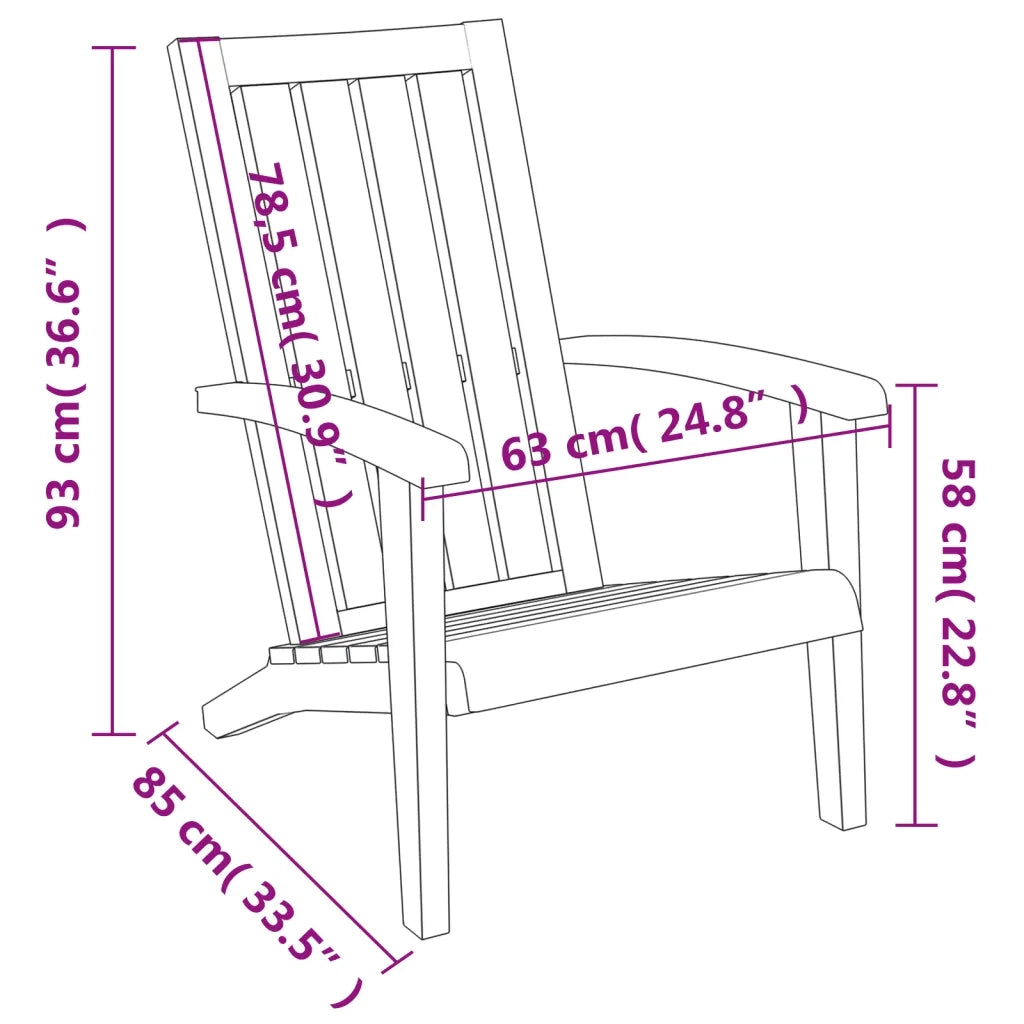 Sedia Adirondack da Giardino in Polipropilene Nero 364165