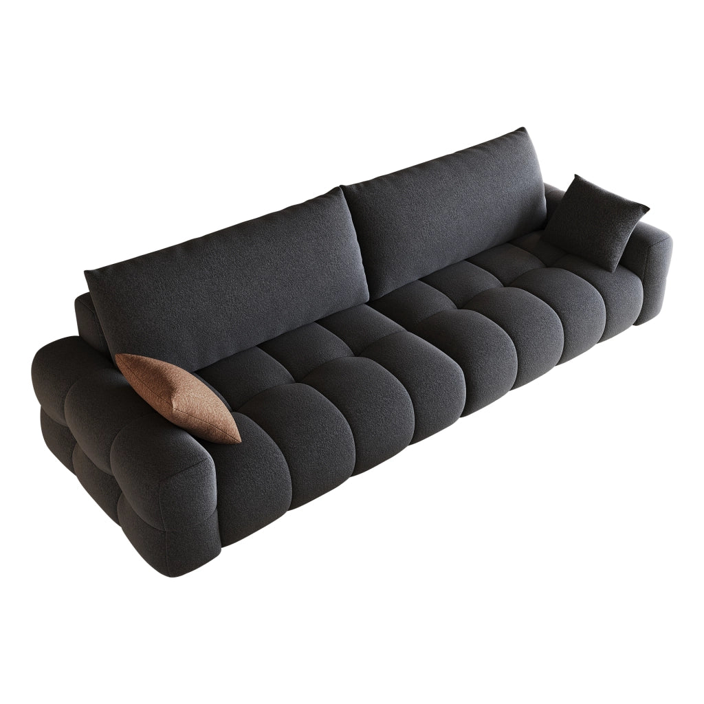 Divano modulare con chaise longue - seduta profonda e senza montaggio - in velluto grigio scuro