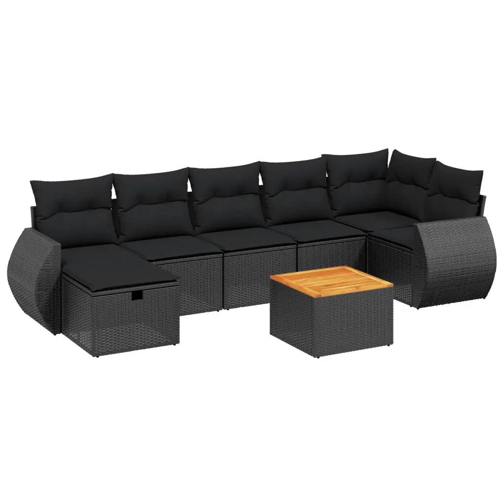 Set Divani da Giardino con Cuscini 8 pz Nero in Polyrattancod mxl 113898
