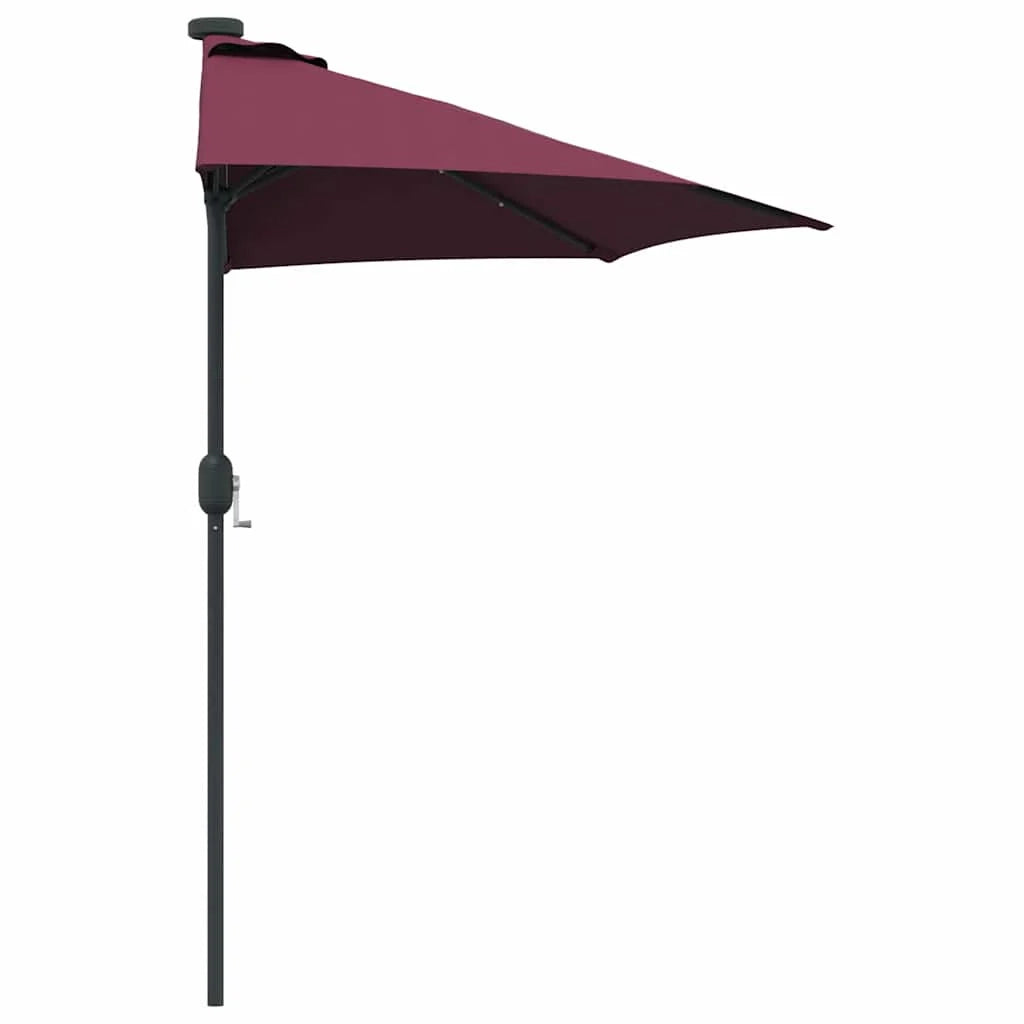 Moderno ombrellone da giardino pieghevole con illuminazione a LED 294 x 150 x 223 cm poliestere bordeaux 02_0058662