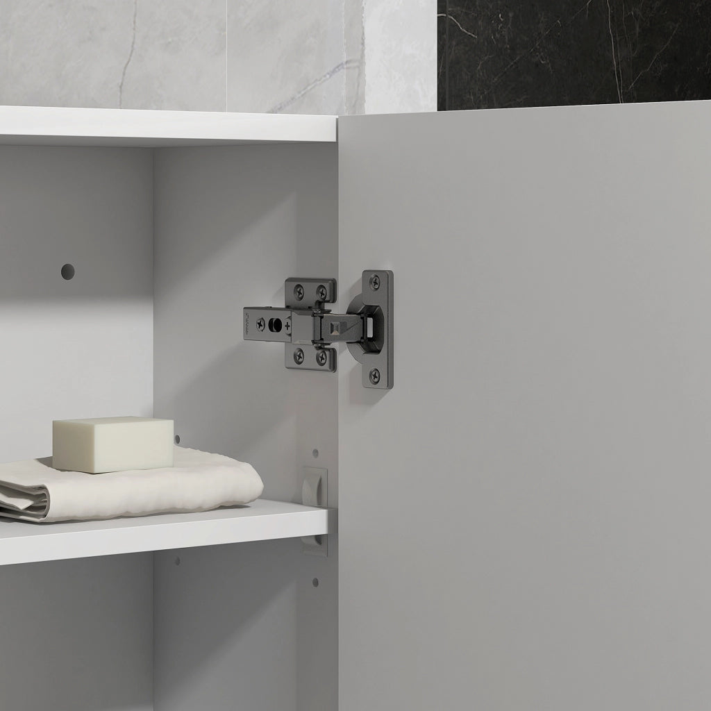 EasyComfort Mobiletto Bagno in MDF a Muro con 3 Ripiani e Ripiano Superiore Regolabile, 37x22.5x70 cm, Bianco
