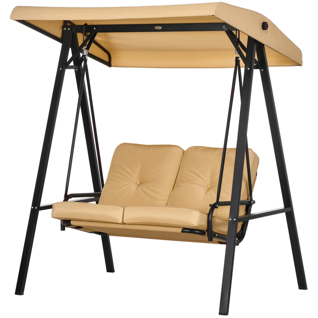 Altalena da Giardino 2 Posti con Tetto Regolabile ¨C Zephmum ¨C Beige 145x116x172 cm