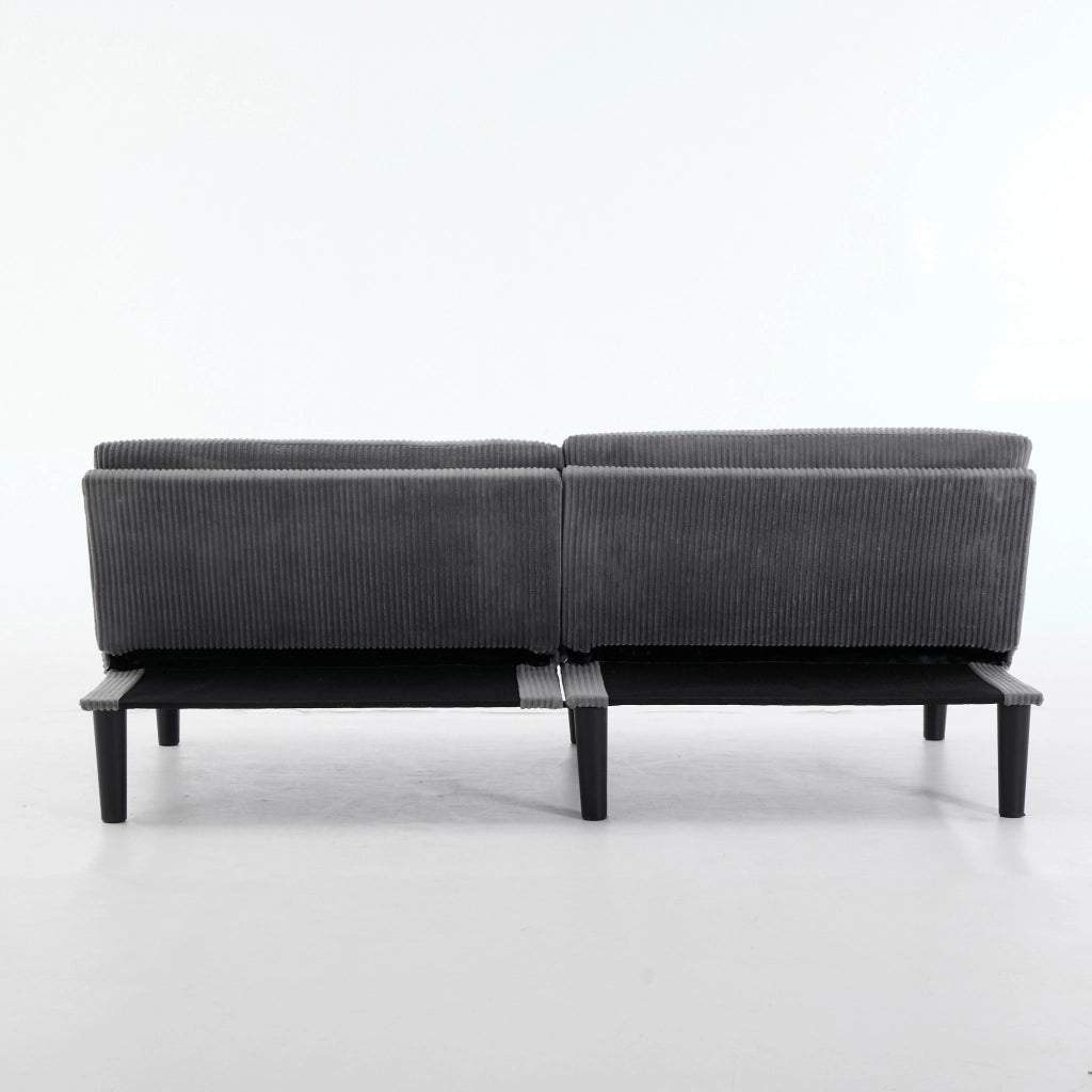 Divano convertibile 2 posti con schienale regolabile e funzione letto in velluto a coste grigio 88 × 85 × 18,5 cm