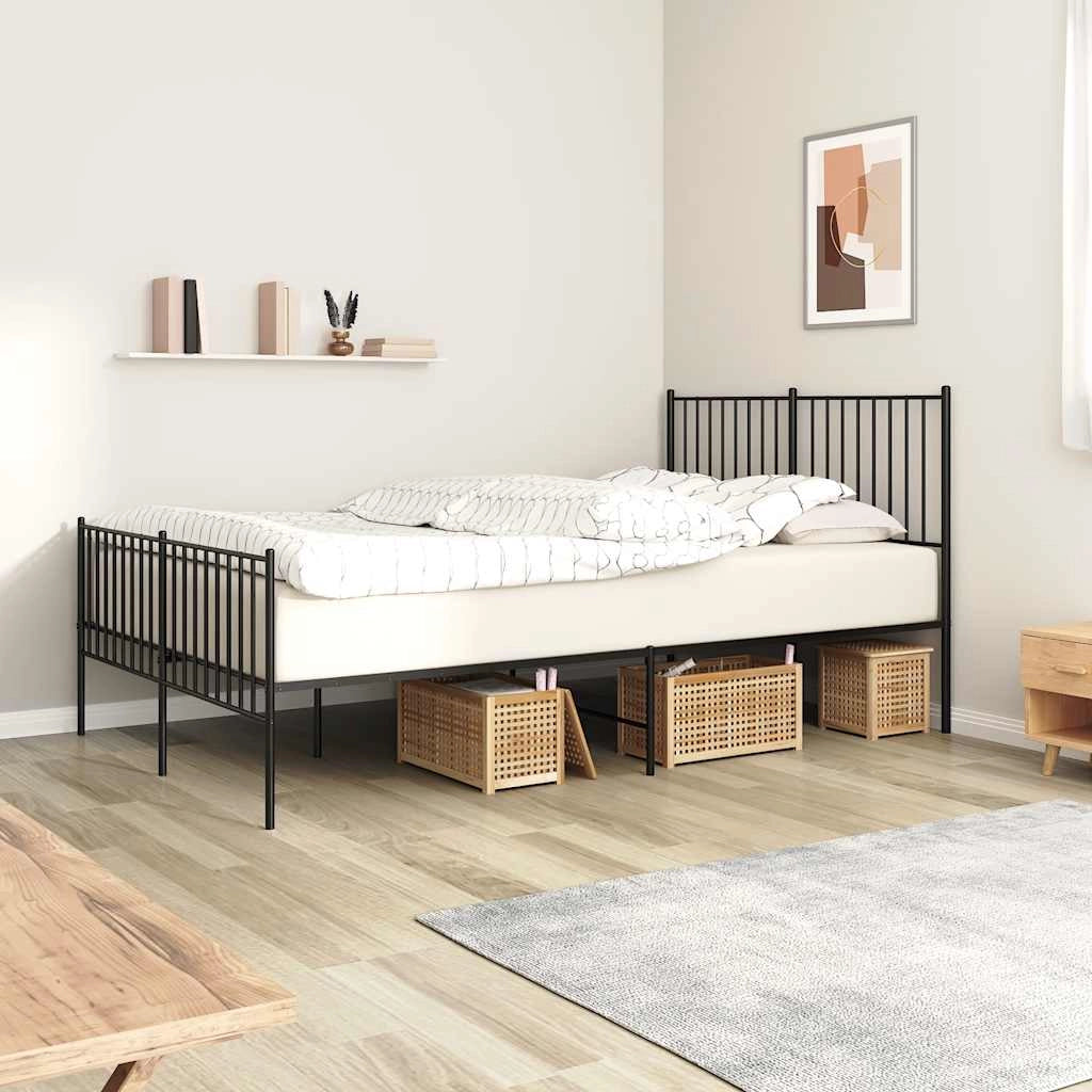 Giroletto con Testiera e Pediera Metallo Nero 140x200 cmcod mxl 105709