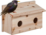 Nido per Uccelli in Legno di Quercia - 2 Aperture di Ingresso - 5 cm - Casa per Uccelli in Legno - Aspetto Naturale
