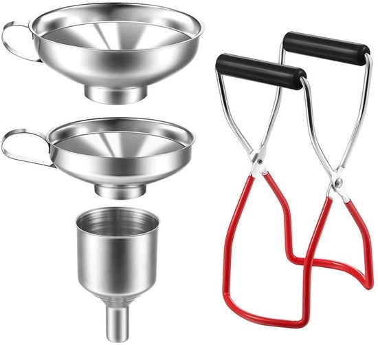 Set di 4 ciotole - acciaio inossidabile - ciotola con apertura ampia, adatta per il trasferimento di marmellata, granuli e liquidi (incluso 1 clip antiscivolo, 3 ciotole)