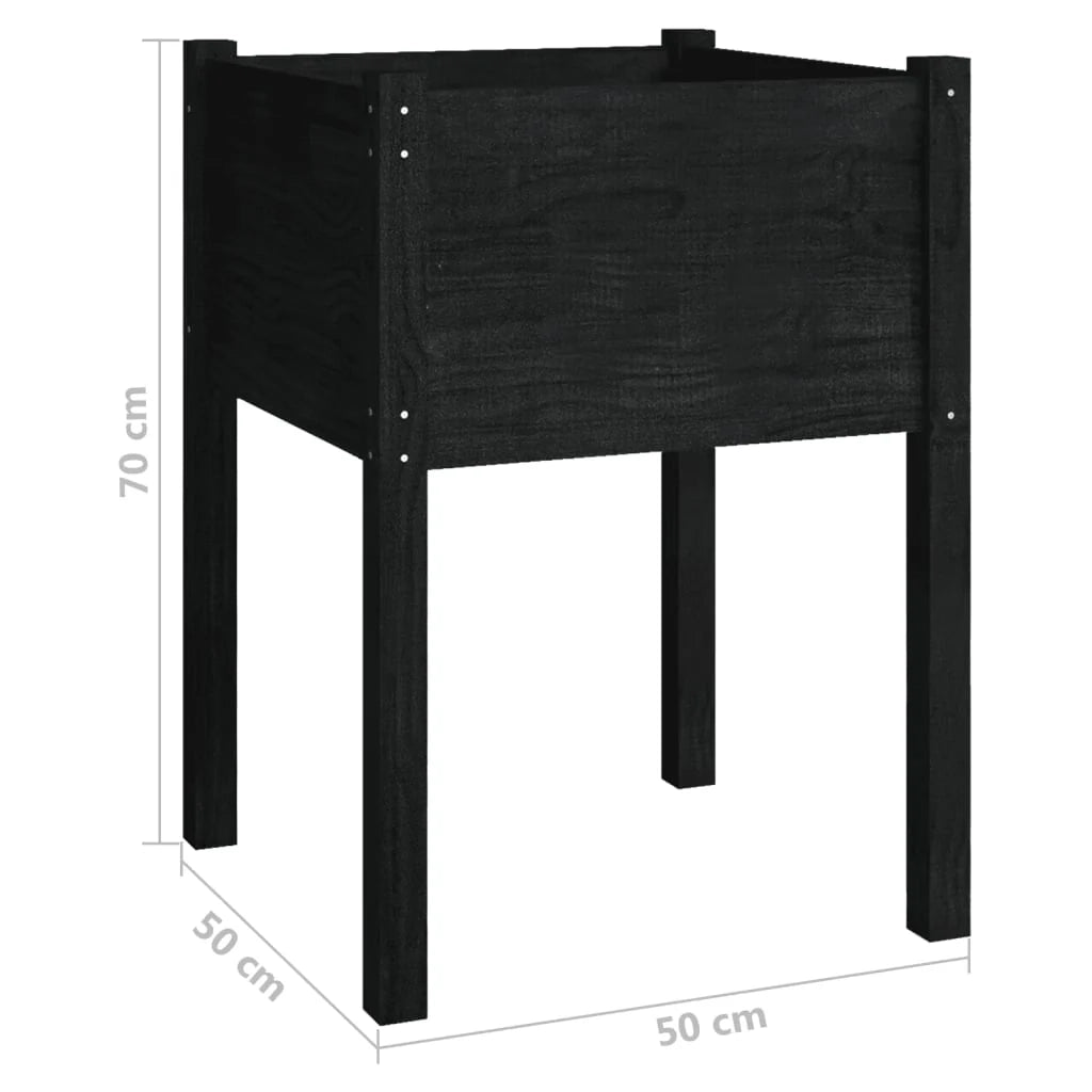 Fioriera rialzata per piante e fiori terrazza giardino 50 x 50 x 70 cm legno massello di pino nero 02_0037674