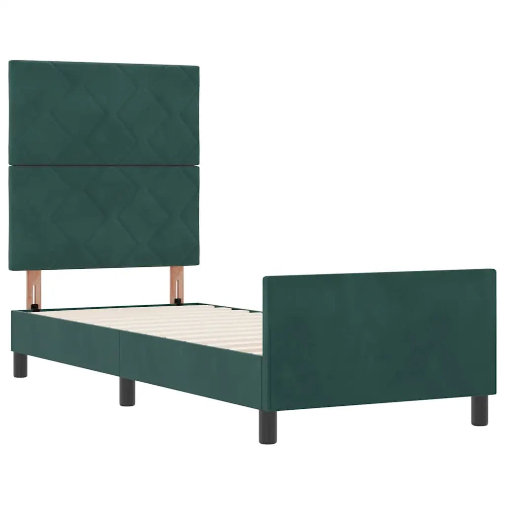 Letto a molle con testiera Verde Scuro 80 x 200 cm Velluto 3344972