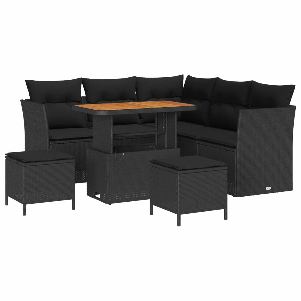 Set Divano da Giardino 8 pcs Nero polyrattan 3361484