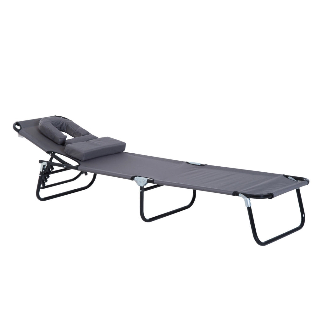 Sdraio da giardino pieghevole con cuscino ¨C zephmum ¨C grigio