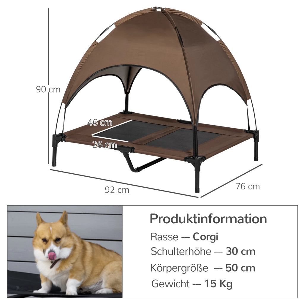 Letto per cani con baldacchino ¨C zephmum ¨C grigio 92x76x90 cm