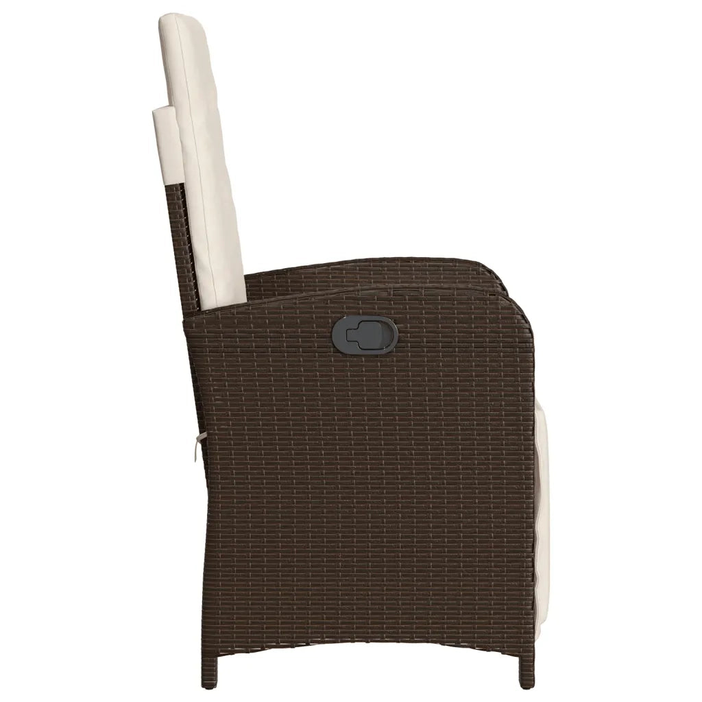 Sedia Reclinabile Giardino con Poggiapiedi Marrone Polyrattan 365186