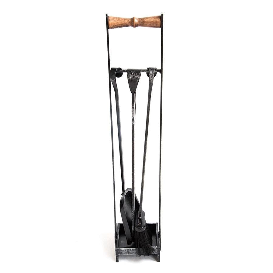 SET ATTREZZI DA CAMINO CAMINETTO QUADRO CM.15 x 14 x 75,5H ACCESSORI CAMINETTO