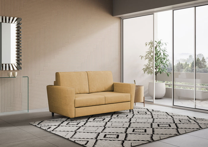 Divano 2 Posti 152x85x85 cm Yasel in Tessuto Ocra