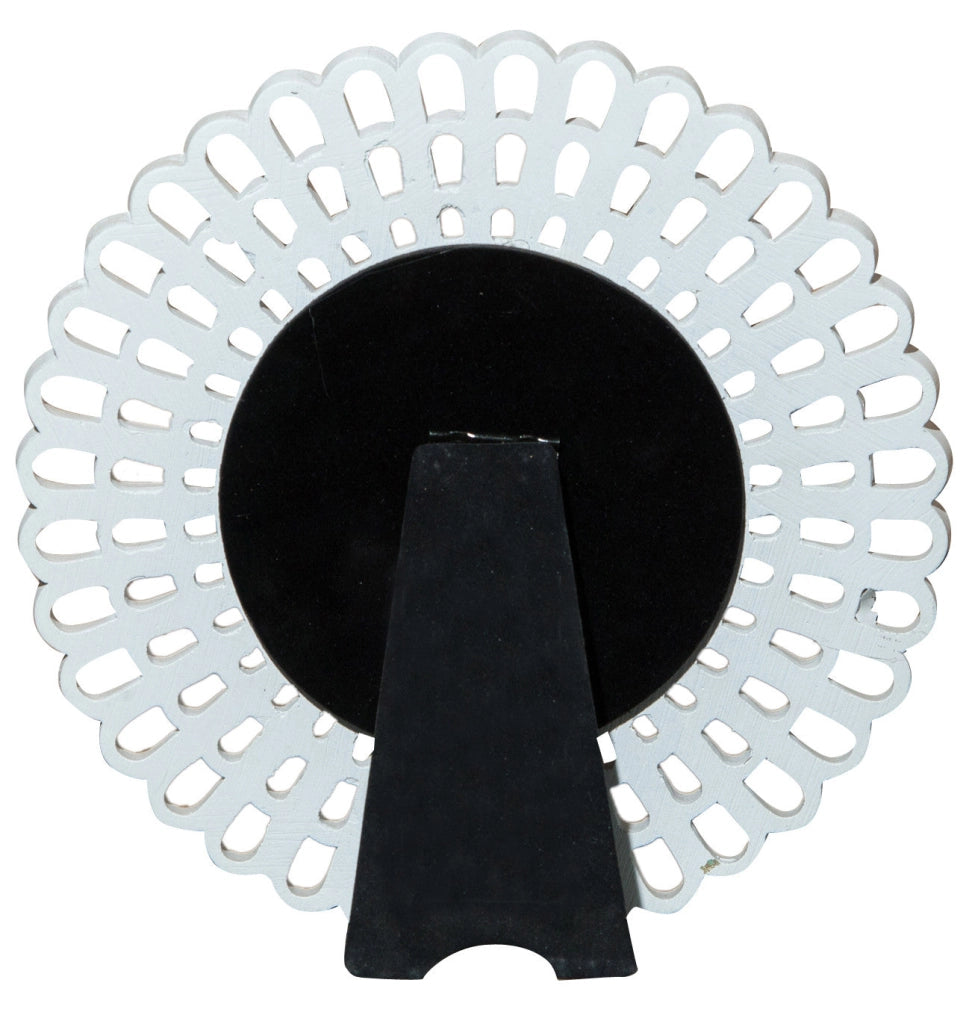 Biscottini Specchiera da appoggio diam.L21xPR2 cm finitura bianco anticato. Realizzata