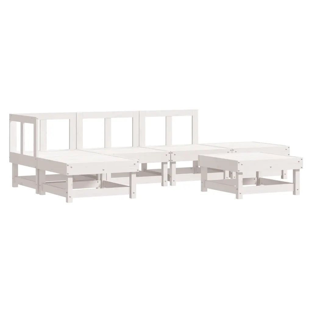 Set Salotto da Giardino 6 pz Bianco in Legno Massello di Pinocod mxl 70219