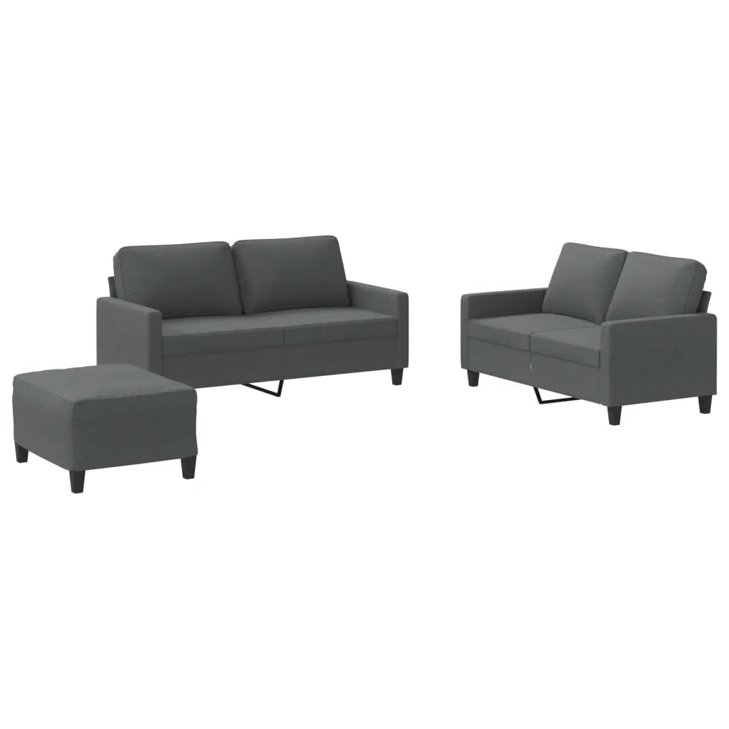Set di Divani 3 pz con Cuscini Grigio Scuro in Tessuto 3201453