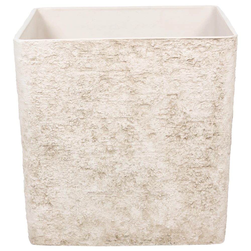 Vaso da fiori alto in pietra per giardino, per interni ed esterni 43x43 cm quadrato beige chiaro giardino terrazzo