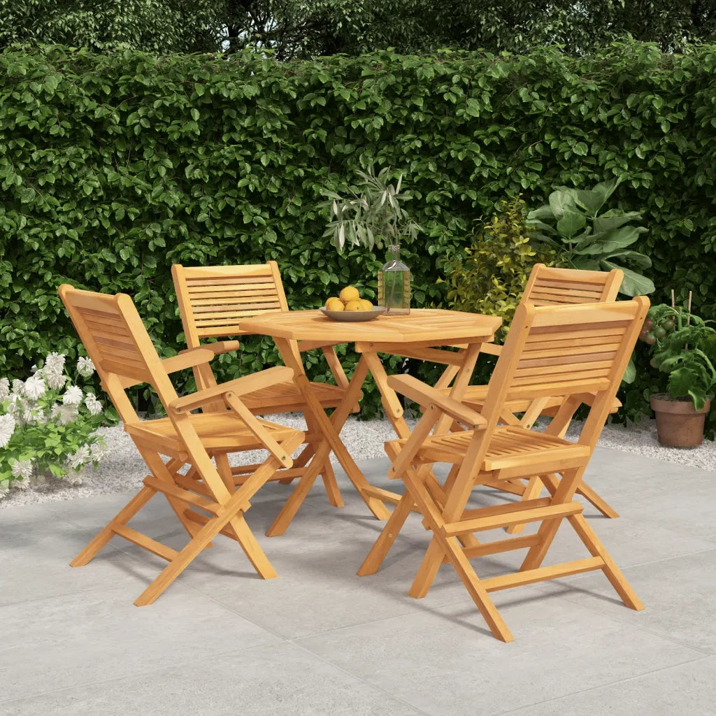 Set da Pranzo per Giardino 5 pz in Legno Massello di Teak 3155032