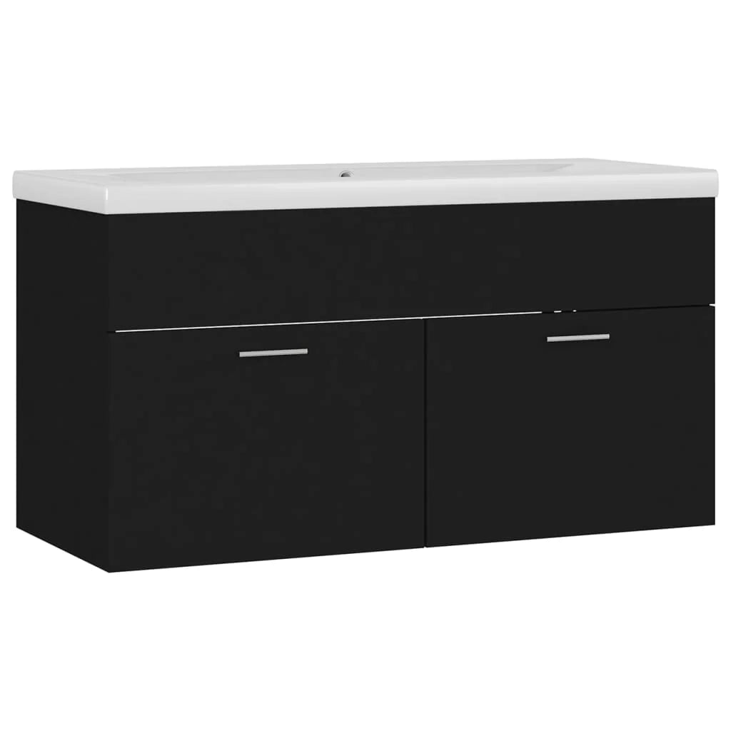Mobile lavabo con vasca integrata 90 x 38,5 x 46 cm truciolare nero 02_0006512