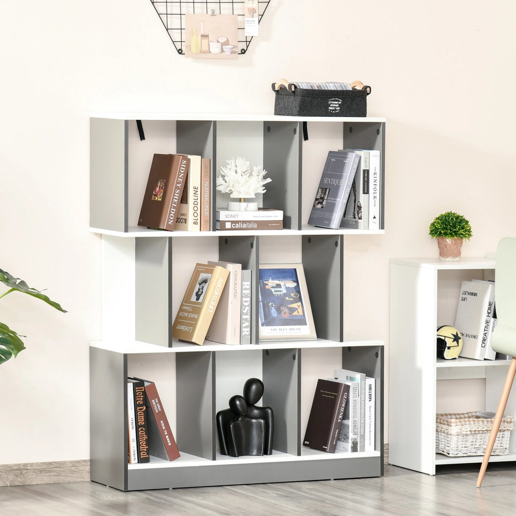 Mobile Libreria a 8 Ripiani 100x24x124 cm in Legno Grigio Carbone