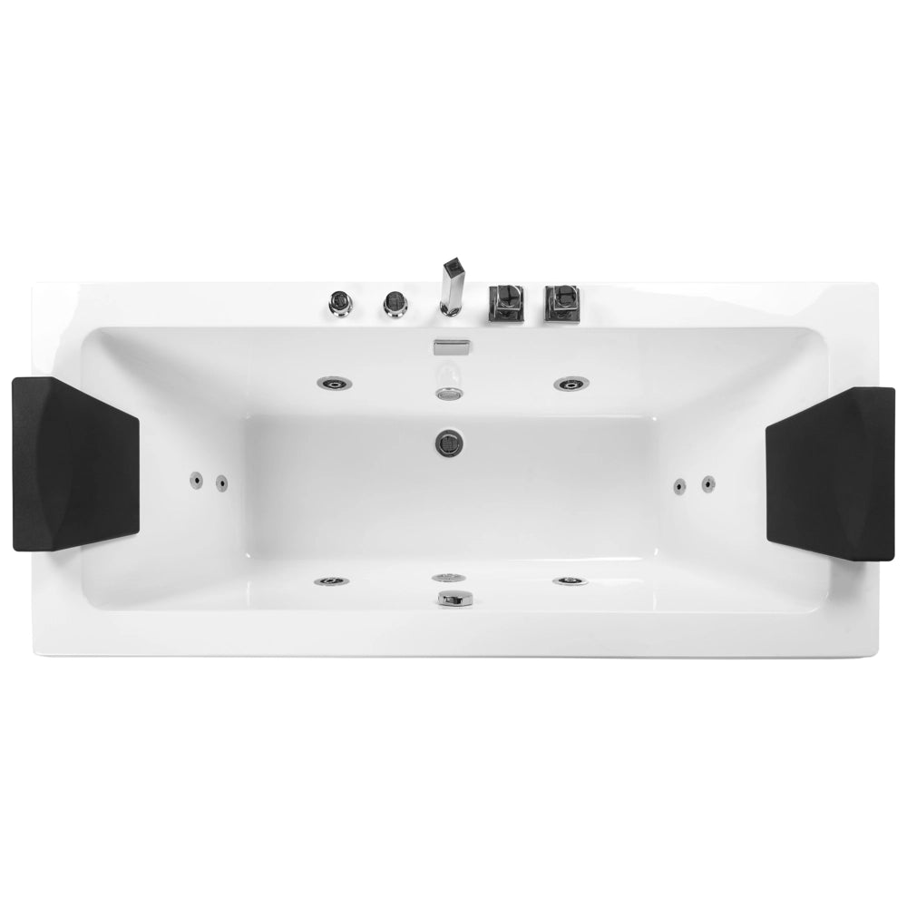 Vasca Idromassaggio Bianco Sanitario 150 x 75 cm Rettangolare Doppio 157 x 85 cm Funzione Massaggio Poggiatesta Design Moderno