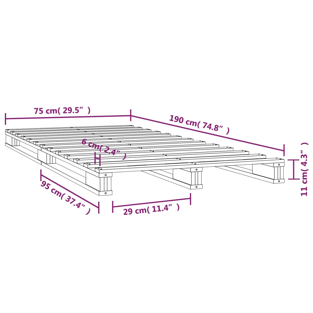 Letto a Pallet Bianco 75x190 cm Small Single Legno di Pino 821418