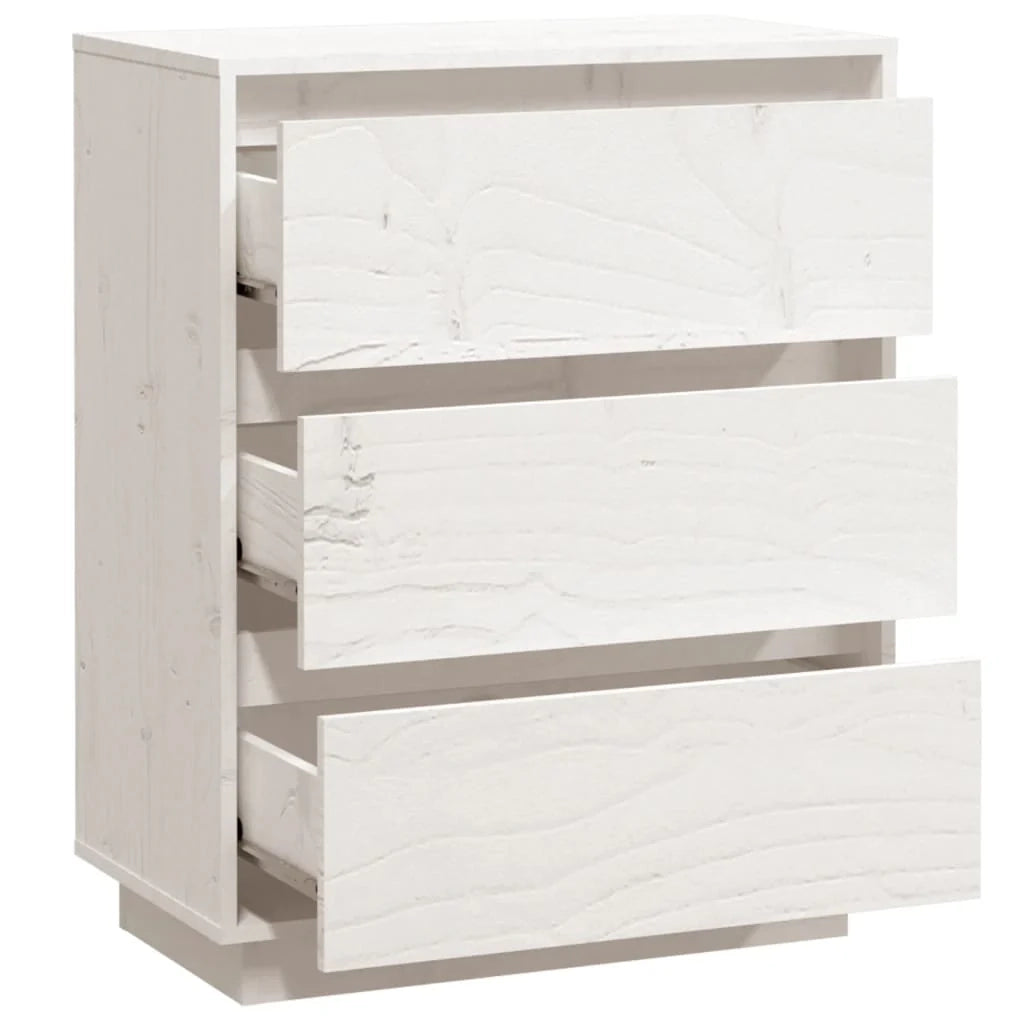 Buffet credenza cassettiera armadio mobile contenitore organizer per cucina soggiorno salotto 60 x 34 x 75 cm legno massello di pino bianco 02_0030349