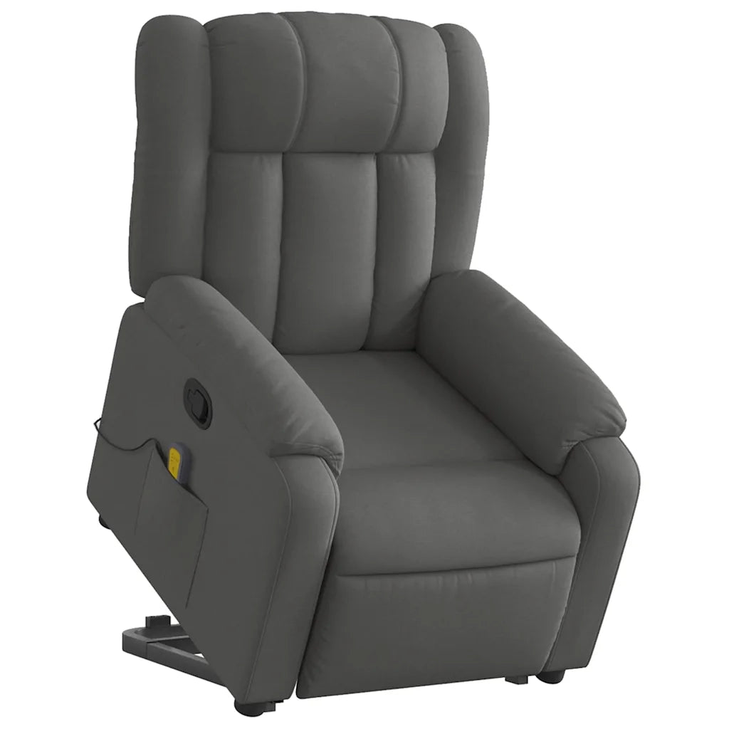 Poltrona Alzapersona Massaggi Reclinabile Grigio Scuro Tessuto 3205329