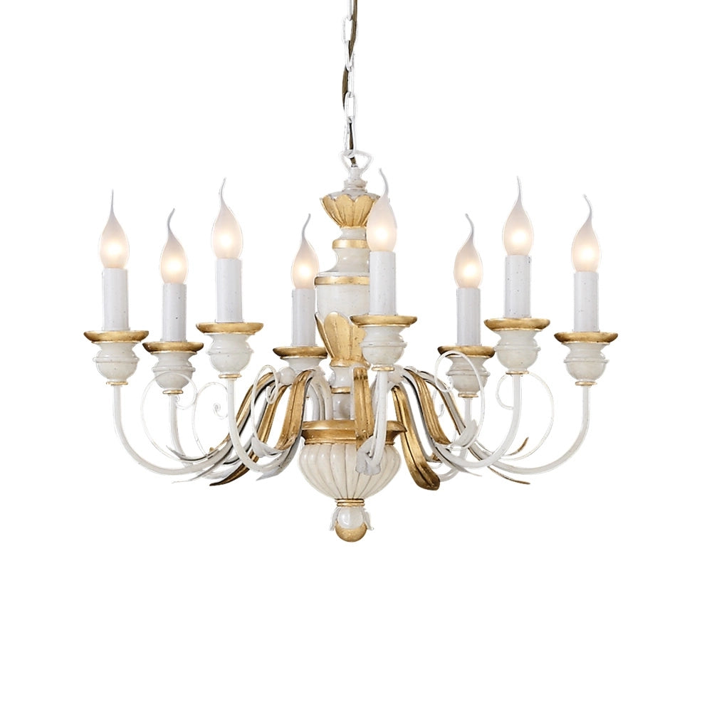 Lampadario Classico Firenze Materie Plastiche Bianco 8 Luci E14