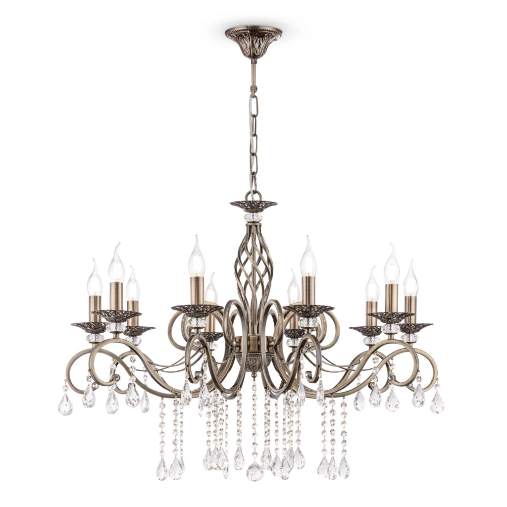 Maytoni Lampadario Classico Grace 10 luci E14 ottone metallo cristallo