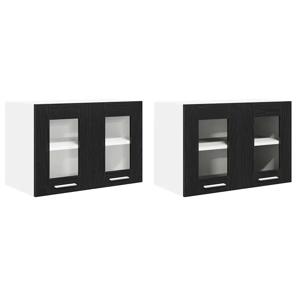 Armadio pensile con porta 2 pcs Rovere Nero 60 x 31 x 40 cm