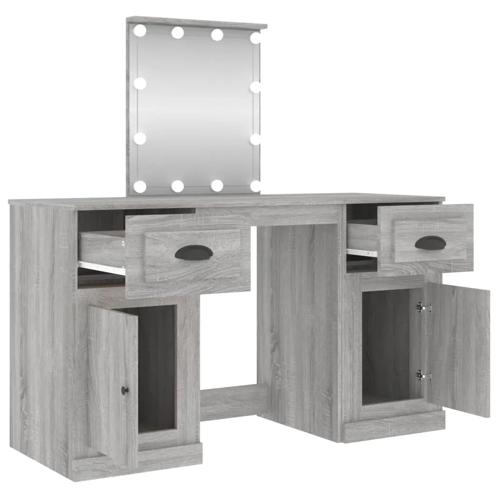 Toeletta | Tavolo da Trucco con LED Grigio Sonoma 130x50x132,5 cm