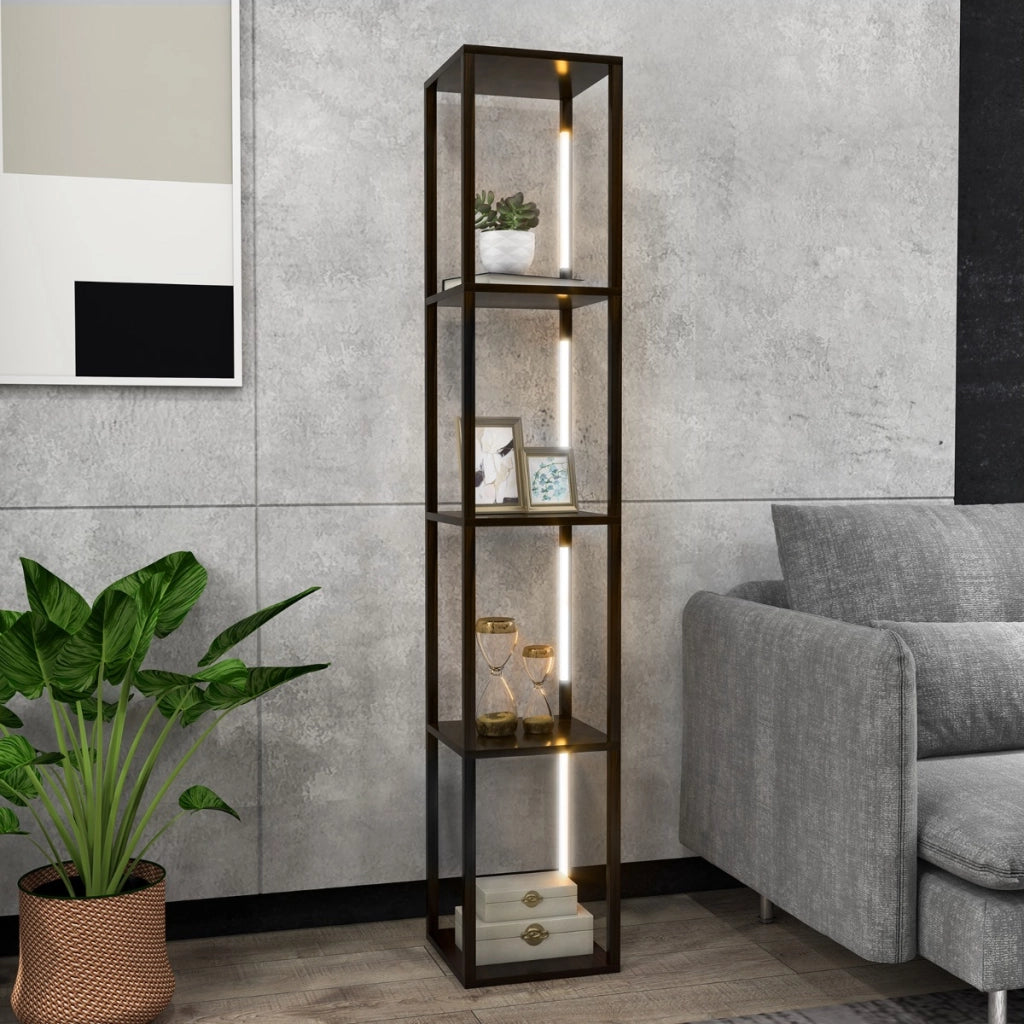 Lampada da terra 163cm con lampadine LED dimmerabili a 3 livelli poli LED ruotabili, Lampada da terra moderna Noce-Lampade