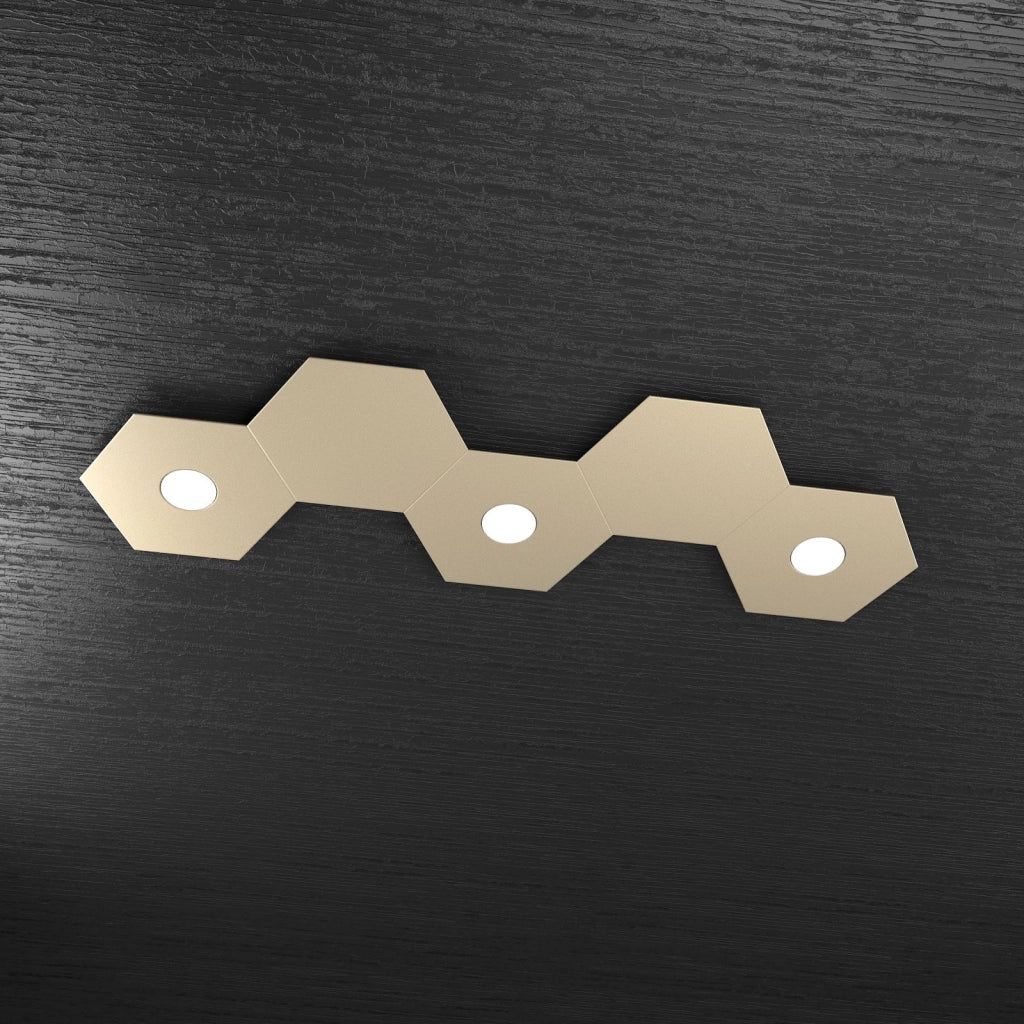 HEXAGON APPLIQUE-PLAFONIERA 3 LUCI + 2 DECORATIVO SABBIA 1142-3L2D-SA