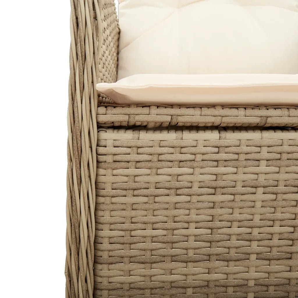 Sedie da Giardino Reclinabili 2pz con Tavolino Polyrattan Beige 365693