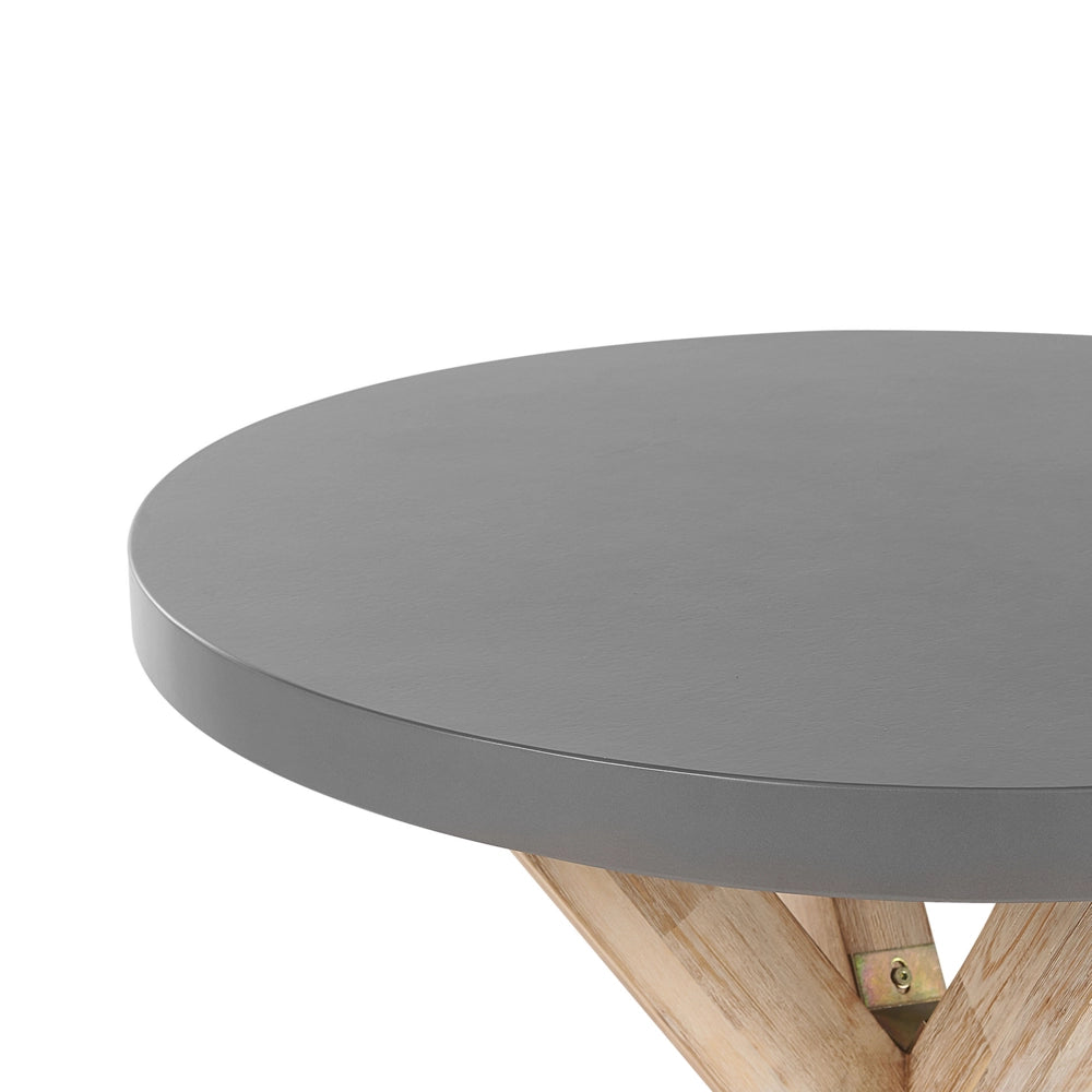Tavolo da Pranzo da Giardino con Piano in Cemento in Legno di Acacia ø 90 cm