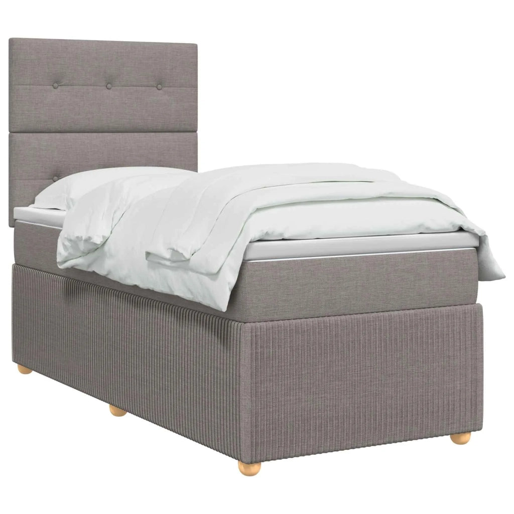Letto Box Spring LED con Materasso Tortora 100 x 200 cm Tessuto 3455794