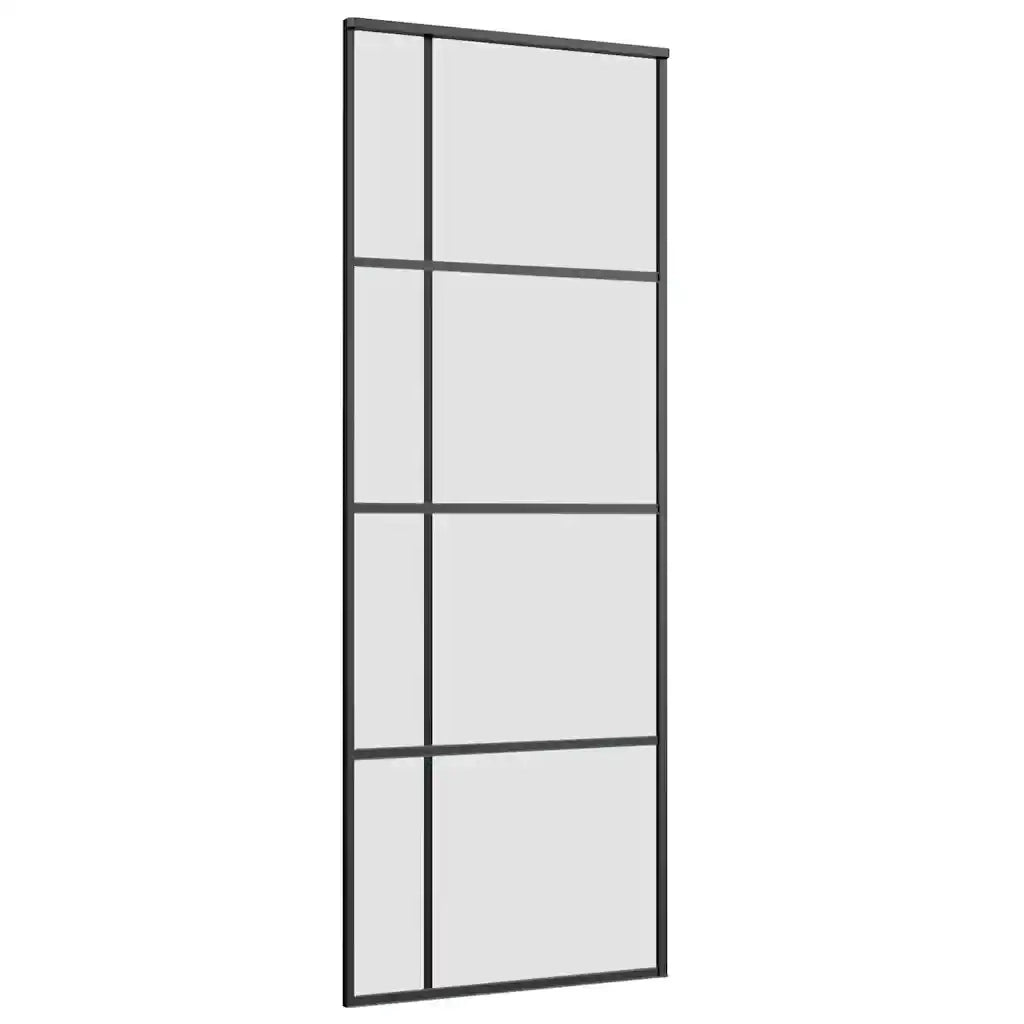 Porta Scorrevole con Ferramenta Nera 76x205 cm in Vetro ESG