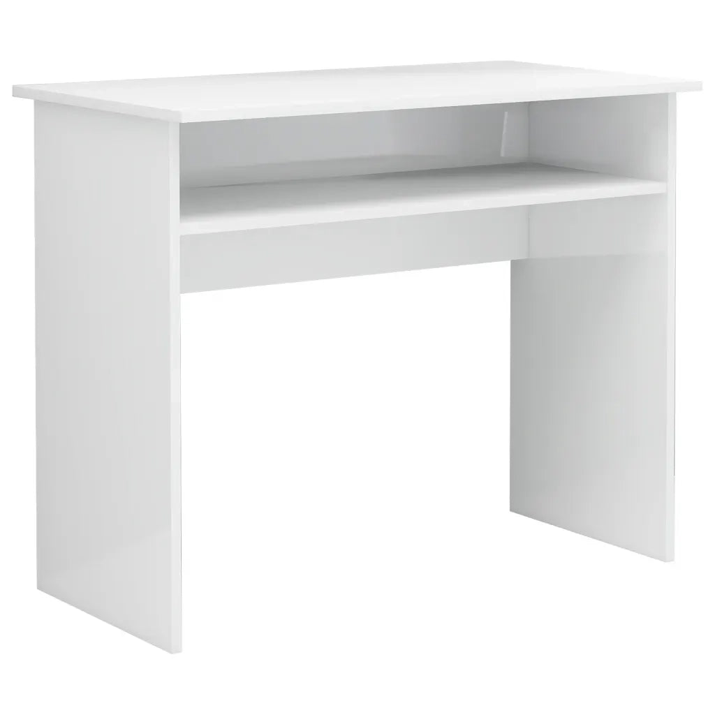 Scrivania-Scrivanie per ufficio e studio-Scrittoio Bianco Lucido 90x50x74 cm in Legno Multistrato