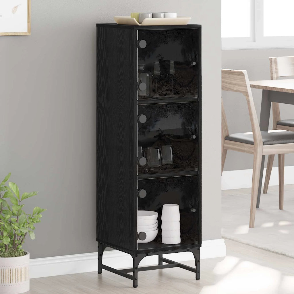 Credenza | Madia | Buffet da pranzo | Armadio da pranzo Rovere Nero 35 x 37 x 117 cm
